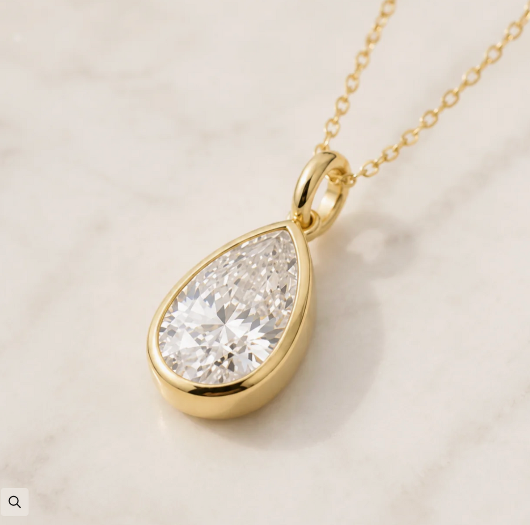Bezel Pear Necklace
