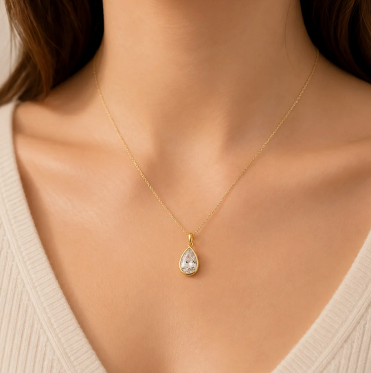 Bezel Pear Necklace
