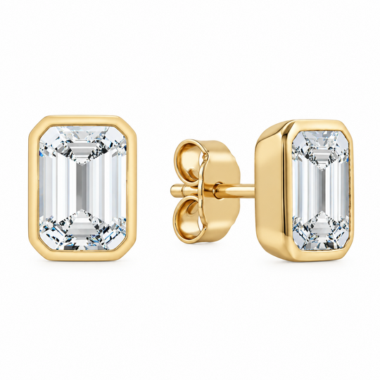 Bezel Emerald Earrings