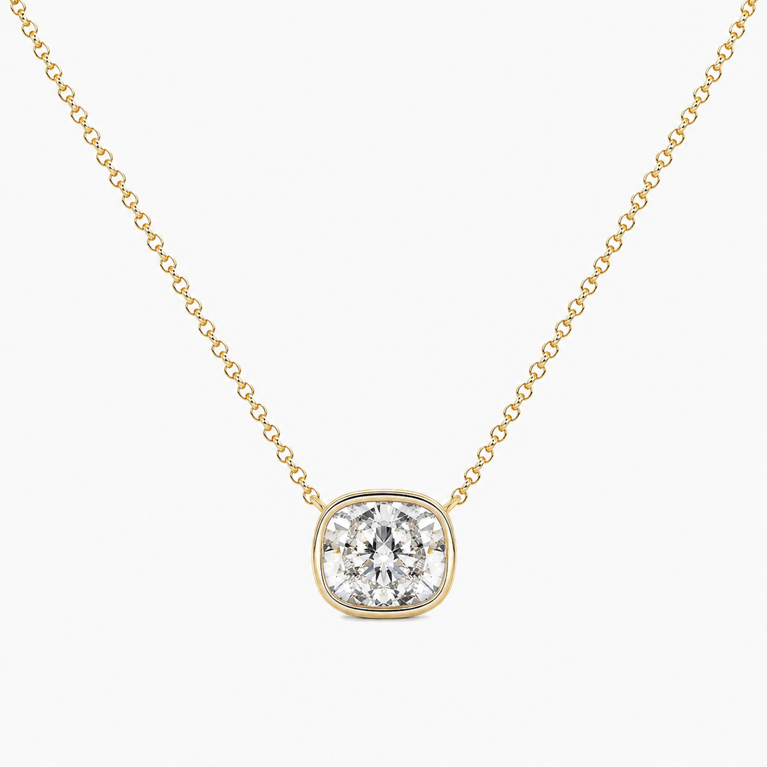 Bezel Necklace 2CT Cushion