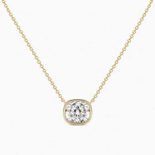 Bezel Necklace 2CT Cushion