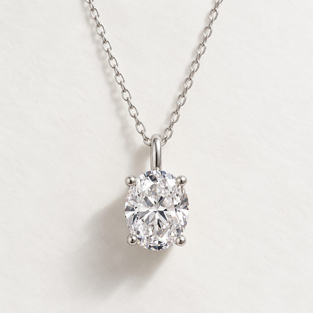 Oval Solitaire Necklace 2CT