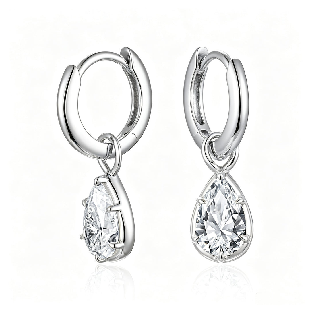 Pear Hoops Silver