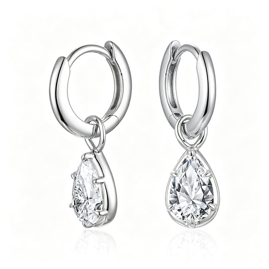 Pear Hoops Silver