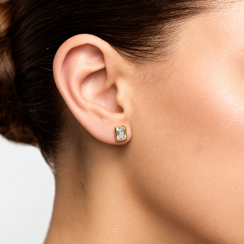 Bezel Emerald Earrings