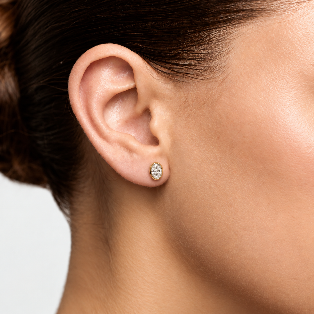 Bezel Oval Earrings