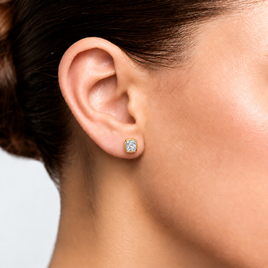 Bezel Cushion Earrings