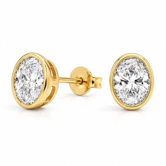Bezel Oval Earrings