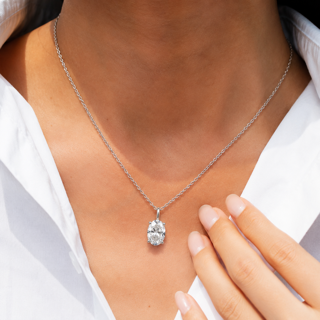 Oval Solitaire Necklace 2CT