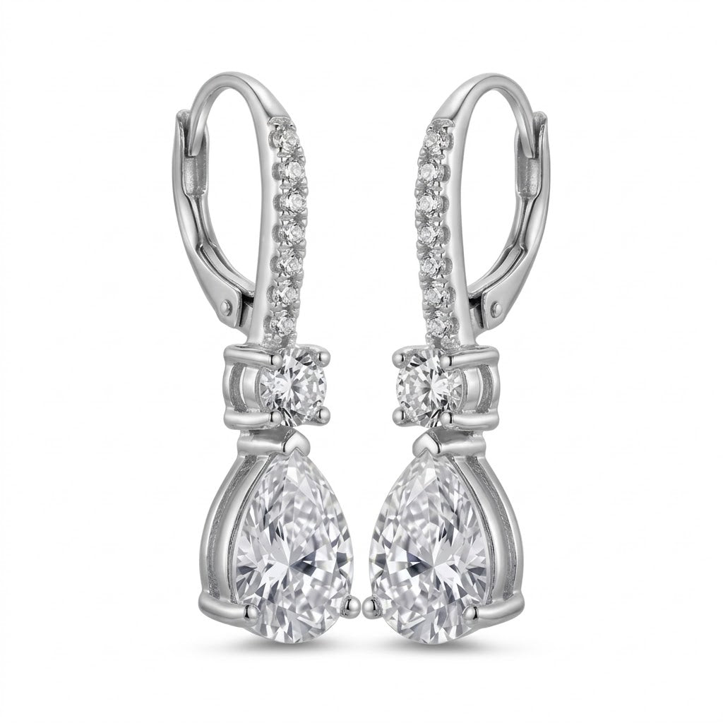Pear Drop Huggies Silver