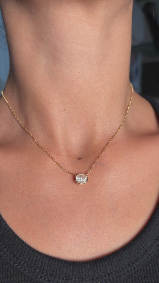 Bezel Necklace 2CT Cushion