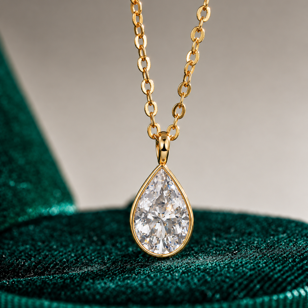 Bezel Pear Drop Necklace
