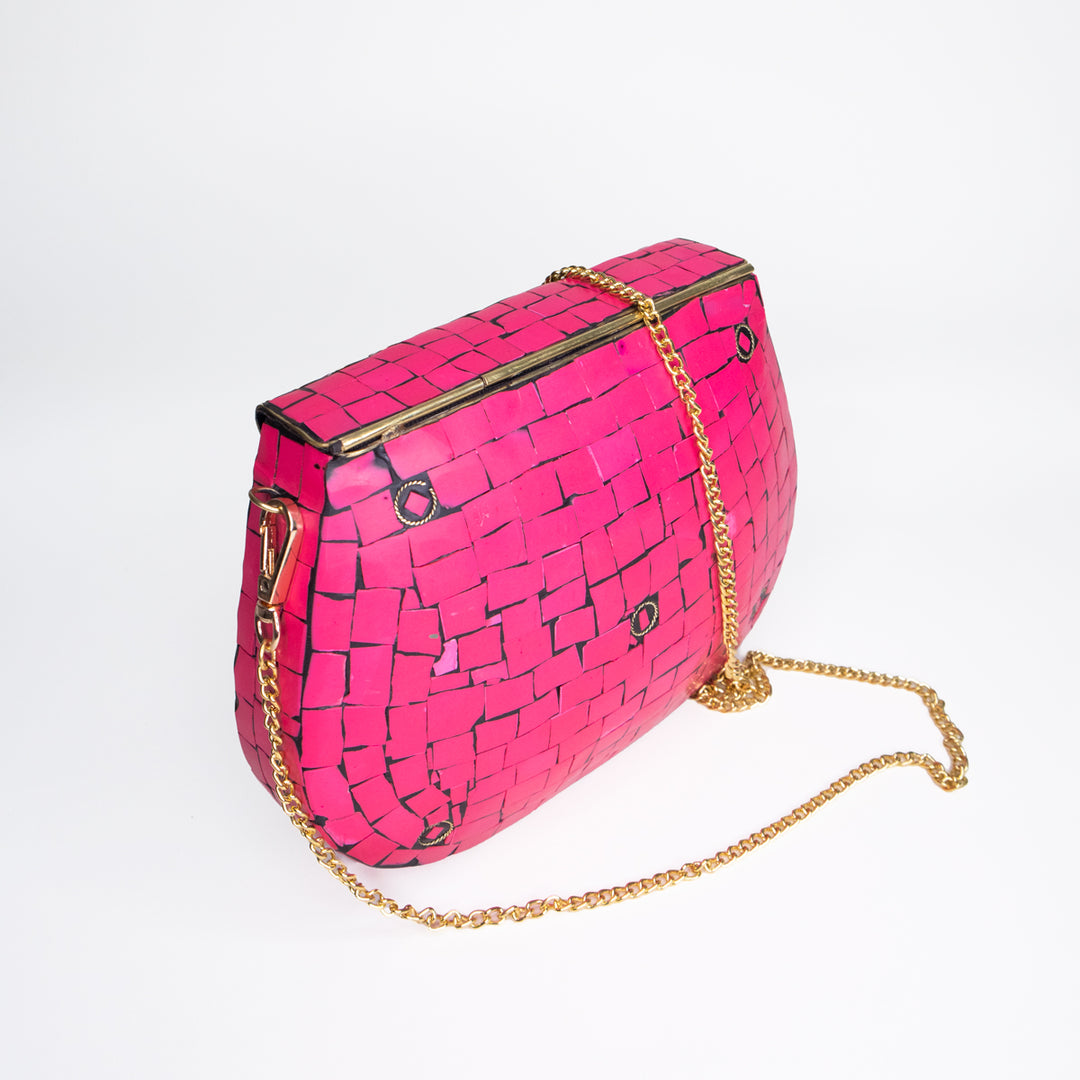 Pink and Gold Mosaic Clutch